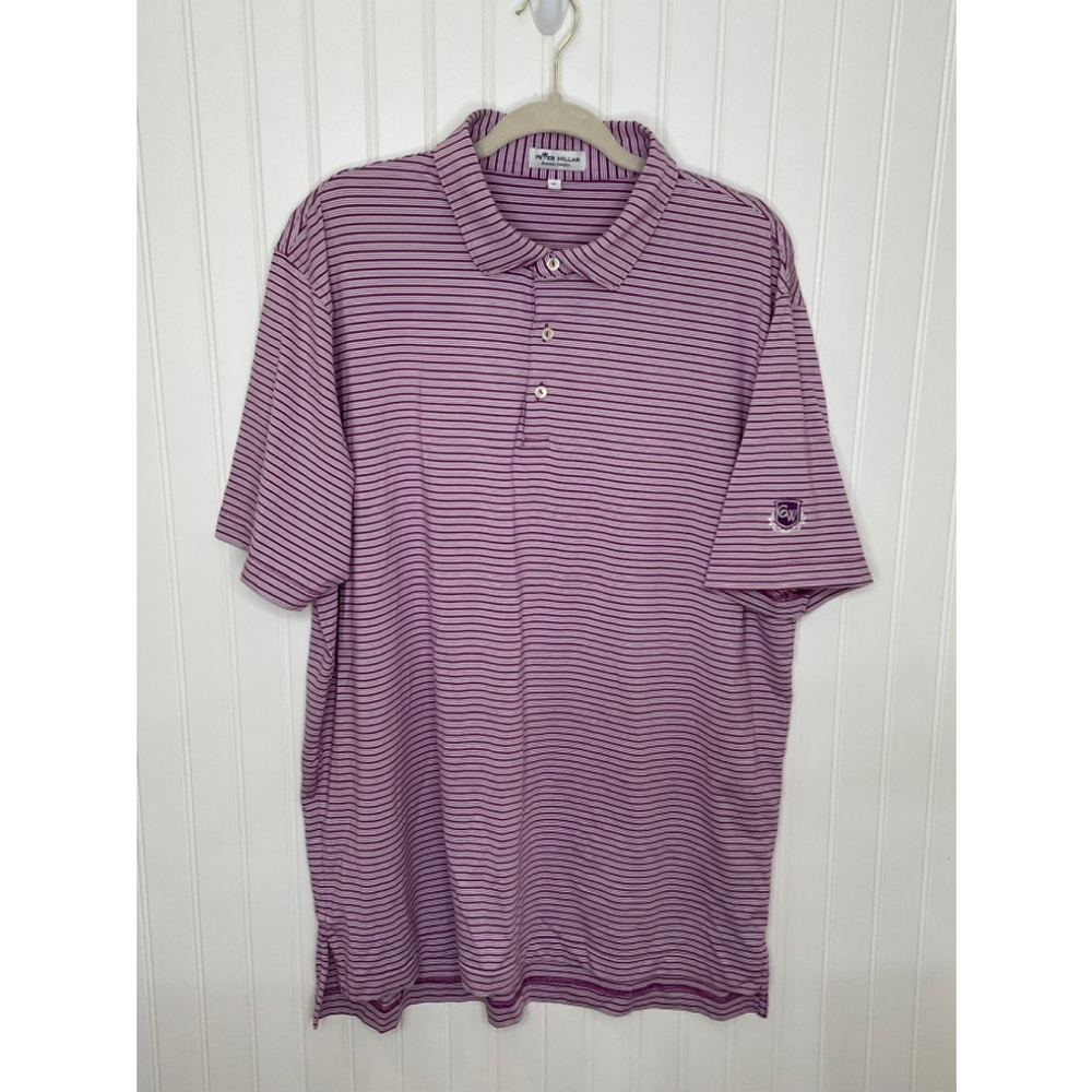 Men's Peter Millar Polo Shirt XL Purple White